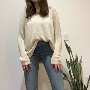 Cream knit sweater, size M